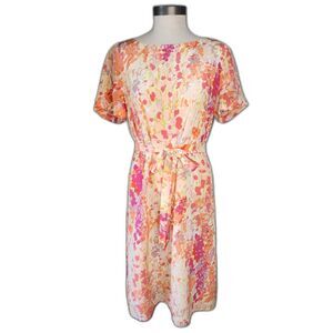 Hobbs London Floral Watercolor Sheer Silk Dress Sz 6